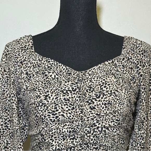 Japna Boho Animal Print Ruched Bust Cropped Blouse Top Small Evening - Picture 3 of 10